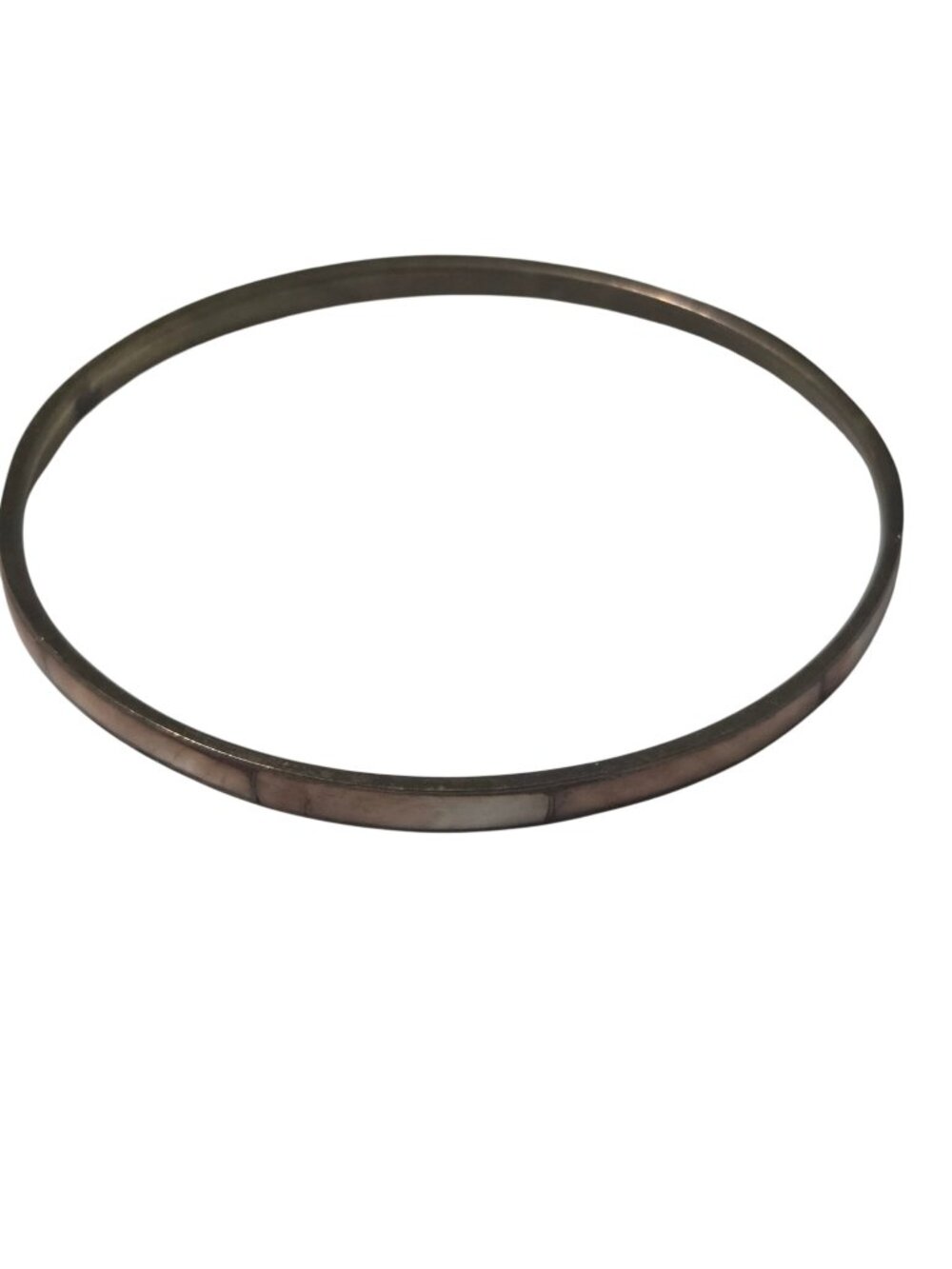 Vintage Brass Bangle Bracelet Inlay Minimalist Modern Sleek Gunmetal Stackable